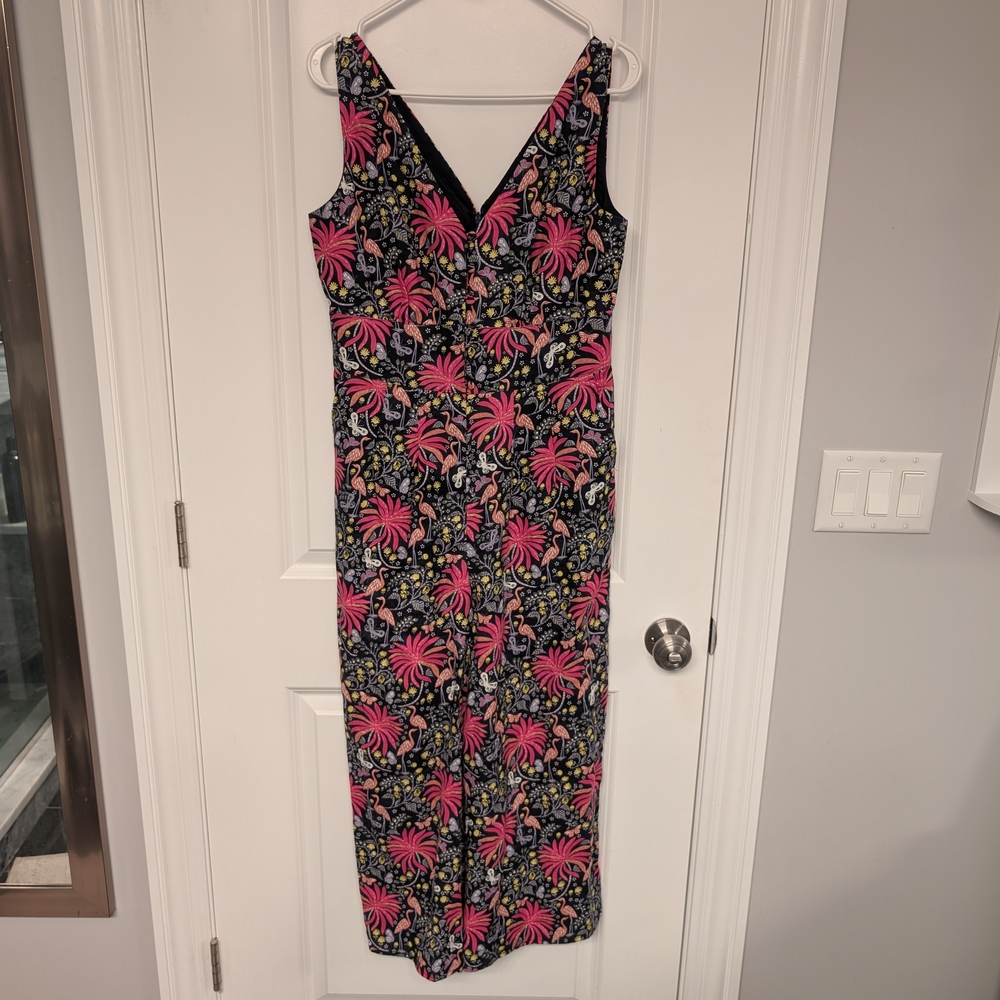 Boden Pink and Orange Sheath Maxi Dress Sleeveless V-Neck
